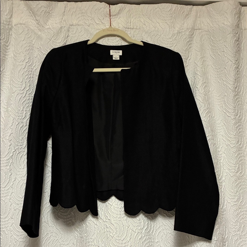 JCrew Linen-Cotton Open Scalloped Blazer